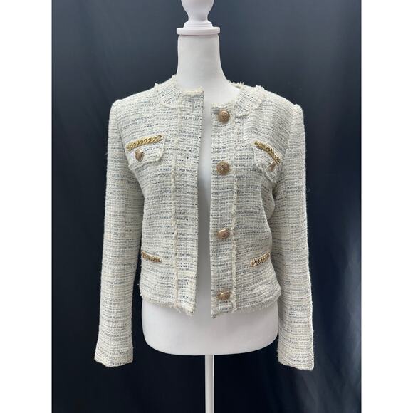 Generation Love Navy/White tweed jacket blazer S - Picture 1 of 6